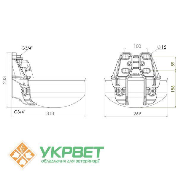 фото Поилка нержавеющая для КРС с клампаном E21 0520-1022 УкрВет