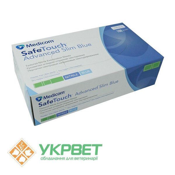 фото Перчатки нитриловые без пудры Safe Touch Slim Blue  0418-0751 УкрВет